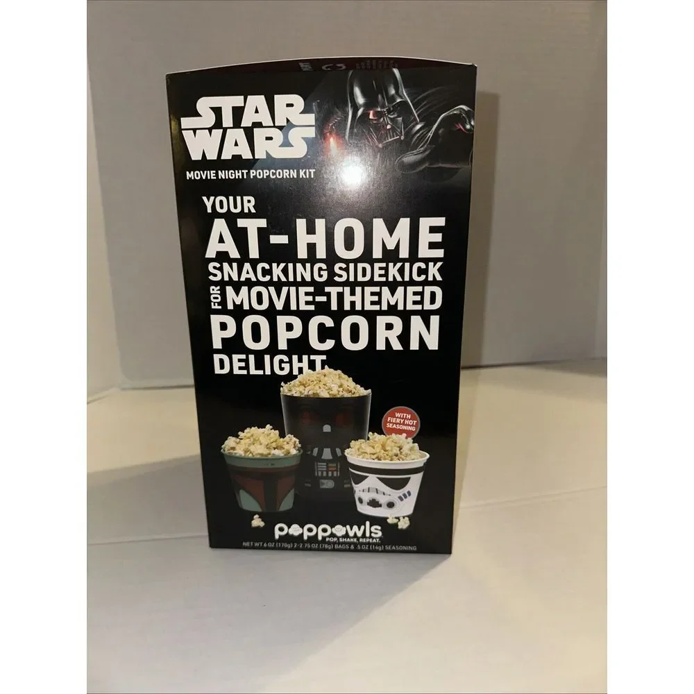 NEW Star Wars Poppowls Movie Night Popcorn Kit With Collectible Bucket And Bowls
